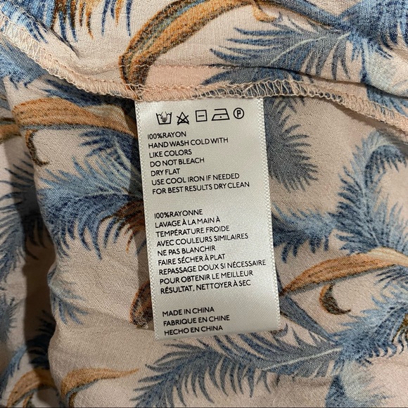 Sui by Anna Sui Falling Feather Print Midi Dress Blush Pink Size Small - Picture 6 of 6